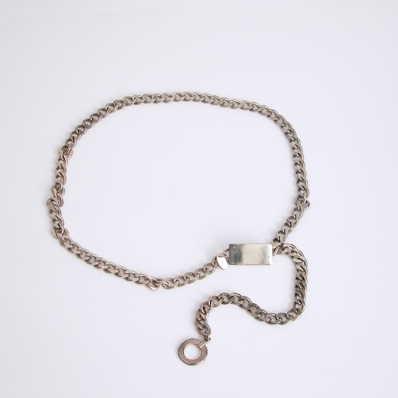 Vtg 80s Motion East Silver Tone Waist Chain Belt